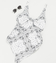 Белый купальник с узлом спереди и принтом банданы ASOS DESIGN Maternity-Многоцветный