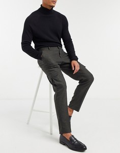 Зауженные строгие брюки карго в клетку ASOS DESIGN-Коричневый