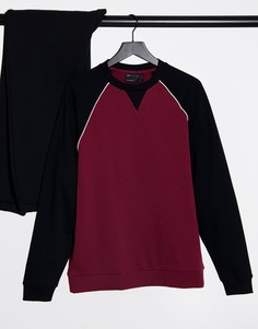 Бордовый oversized-свитшот с рукавами реглан и окантовкой ASOS DESIGN-Красный