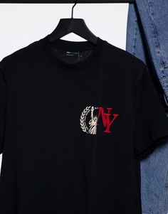 Черная футболка из органического хлопка с вышивкой ASOS DESIGN-Черный