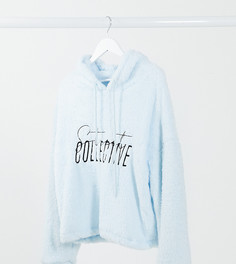 Голубое плюшевое oversized-худи с надписью Street Collective-Голубой