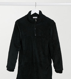 Платье черного цвета из искусственного меха с короткой молнией Street Collective-Черный
