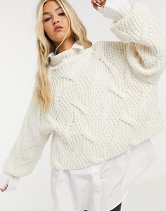 Кремовый джемпер с пышными рукавами Free People