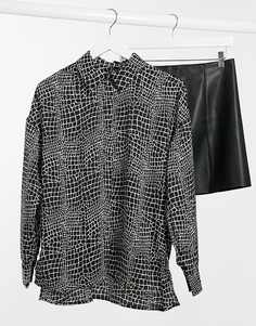 Рубашка черного цвета со звериным принтом Vero Moda-Многоцветный