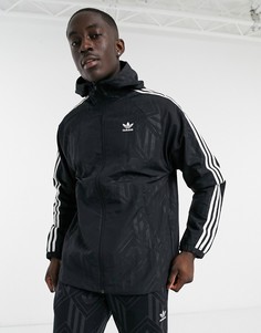 Черная ветровка с трилистником и монограммой adidas Originals-Черный