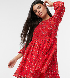 Присборенное платье мини с цветочным принтом ASOS DESIGN Petite-Многоцветный