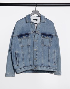 Голубая джинсовая oversized-куртка с эффектом кислотной стирки ASOS DESIGN-Голубой