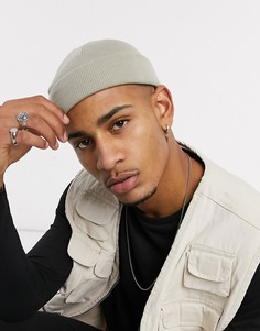 Сланцево-серая мини шапка-бини ASOS DESIGN-Серый