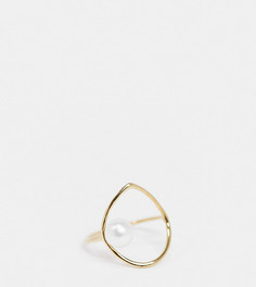 Эффектное кольцо из стерлингового серебра с позолотой, украшенное искусственным жемчугом Kingsley Ryan-Золотистый