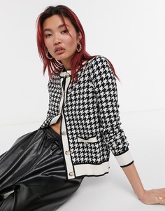 Черный кардиган с узором «гусиные лапки» River Island