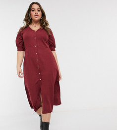 Красное платье миди на пуговицах River Island Plus-Красный
