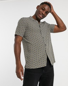 Золотистая рубашка с монограммным принтом Topman-Золотистый