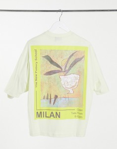 Oversize-футболка с принтом на спине ASOS DESIGN-Желтый