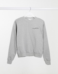 Серый меланжевый свитшот с подплечниками ASOS DESIGN