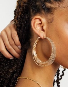 Тонкие фактурные серьги-кольца золотистого цвета ASOS DESIGN-Золотистый