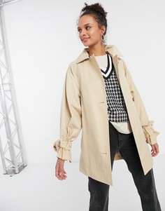 Укороченный тренч кремового цвета Topshop-Кремовый