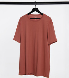 Коричневая приталенная футболка River Island Big & Tall-Коричневый