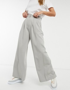 Серые брюки с широкими штанинами Weekday Angella-Серый