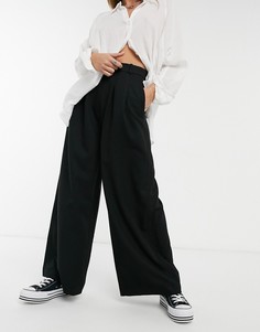 Черные брюки с широкими штанинами Weekday Angella-Черный