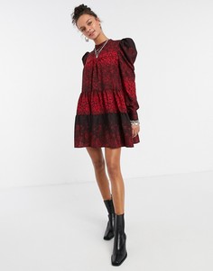 Ярусное платье мини красного цвета Topshop-Красный