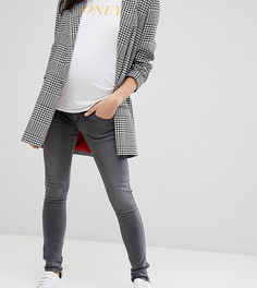 Серые выбеленные джинсы с посадкой над животом Mamalicious maternity-Серый Mama.Licious