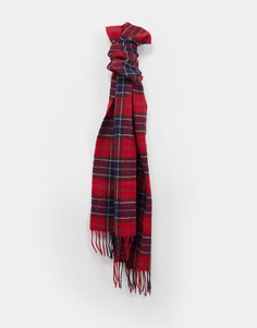 Красный шарф в шотландскую клетку из овечьей шерсти Barbour