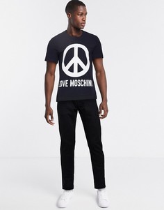 Футболка с принтом логотипа Love Moschino-Темно-синий