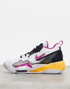 Бело-серо-фиолетовые кроссовки Nike Jordan Zoom 92-Белый