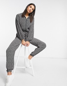 Свободный комбинезон на молнии спереди с монохромным звериным принтом ASOS DESIGN-Многоцветный