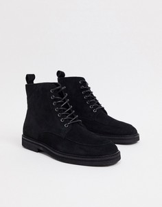 Черные замшевые ботинки на шнуровке Walk London Slick Heritage-Черный