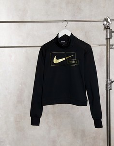 Черный топ для среднего слоя Nike Running Icon Clash