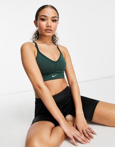 Зеленый бесшовный бюстгальтер Nike Yoga Indy