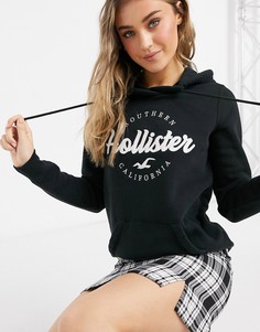Худи черного цвета с логотипом Hollister-Черный