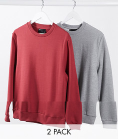 Набор из 2 свитшотов (красный/серый меланжевый) ASOS DESIGN-Мульти