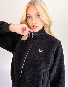 Черная куртка-бомбер с искусственным мехом Fred Perry-Черный