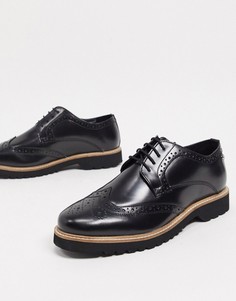 Черные кожаные броги на шнуровке с массивной подошвой Ben Sherman-Черный