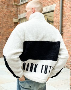 Плюшевый oversized-свитшот с воротом на молнии и логотипом на спине ASOS Dark Future-Белый