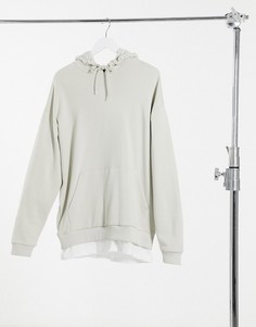 Бежевый oversized-худи с имитацией нижней футболки ASOS DESIGN
