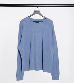 Синий выбеленный oversized-лонгслив с манжетами ASOS DESIGN Curve-Голубой