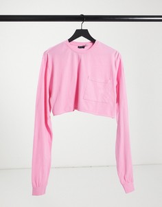 Укороченный кроп-топ выбеленного розового цвета с карманом ASOS DESIGN-Розовый