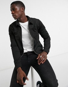 Черная трикотажная куртка свободного кроя на молнии Jack & Jones Premium-Черный