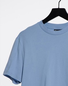 Синяя футболка из органического хлопка с круглым вырезом ASOS DESIGN-Голубой