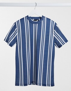 Футболка в сине-белую полоску с короткими рукавами ASOS DESIGN-Темно-синий