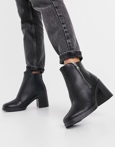 Черные ботинки челси на каблуке Topshop-Черный