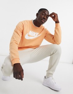Бело-оранжевый флисовый свитшот с круглым вырезом Nike Modern-Зеленый