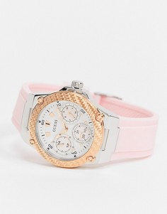 Часы с логотипом на ремешке Guess-Розовый