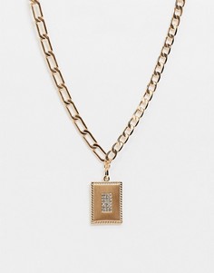 Золотистое ожерелье из цепочек с разными звеньями и с подвеской в виде бирки ASOS DESIGN-Золотистый