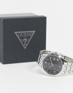Часы-браслет с черным циферблатом Guess-Серебристый