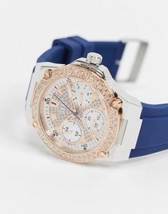 Часы с хронографом и белым циферблатом Guess-Голубой