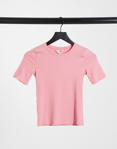 Бледно-розовая футболка в рубчик Miss Selfridge-Розовый